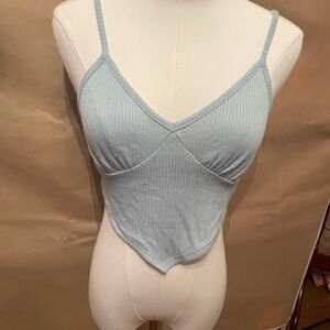 Amable Light Blue Ribbed Knit Top
